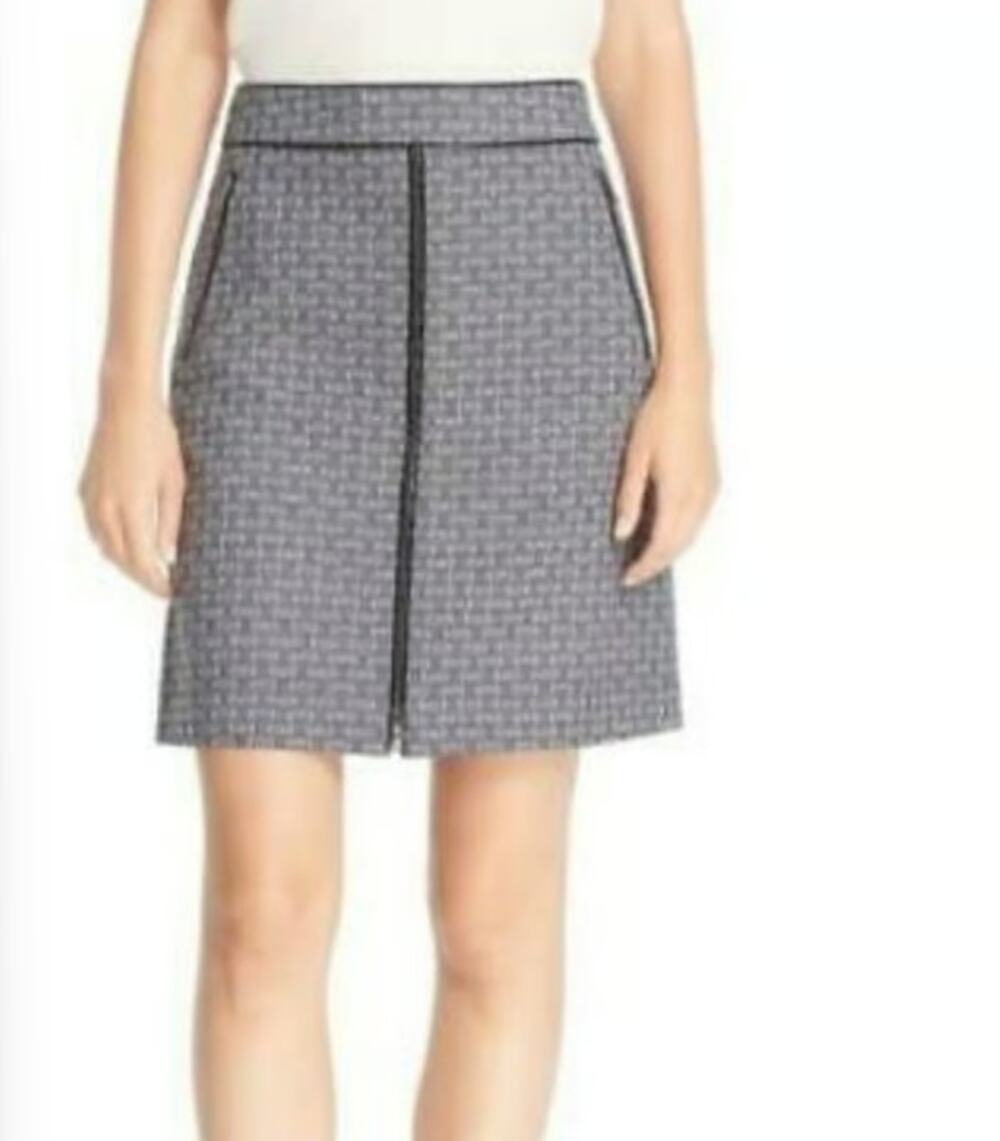 Tory Burch Chaumont A Line Jacquard Mini Skirt Gray Lined Womens Size 8